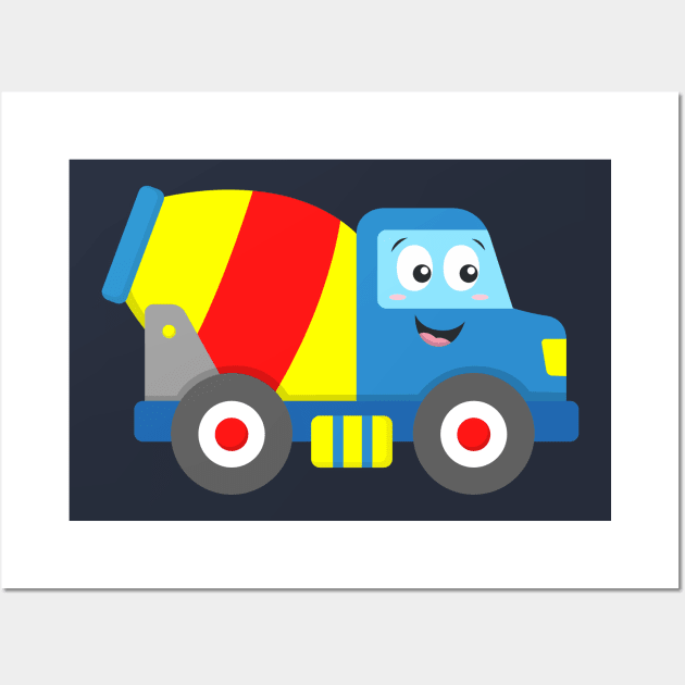 Concrete Truck Cement Mixer Construction Vehicle Baby Toddler Boys Wall Art by samshirts
